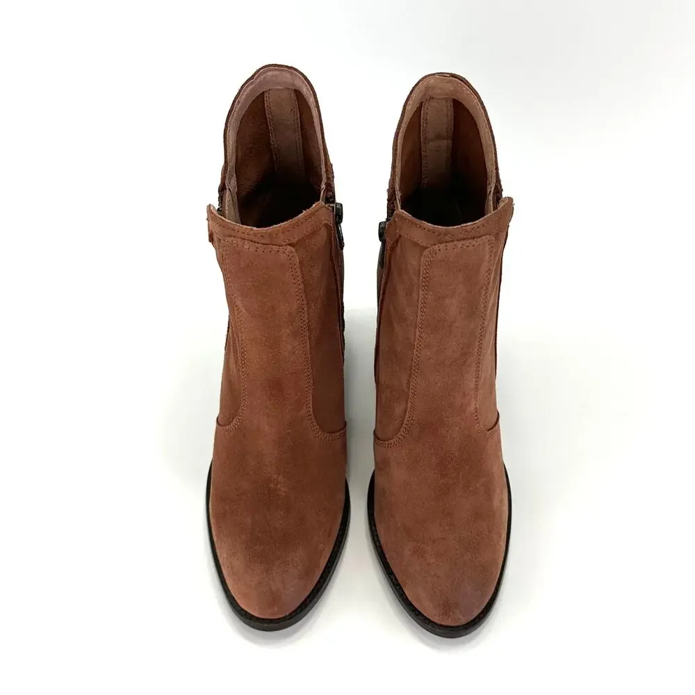 Seychelles Women Brown Heeled Ankle Boot Size 6.5 Suede Block Heel Padded New